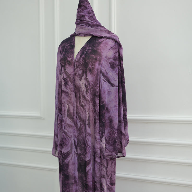 Elegant Open Front Kimono with Matching Scarf