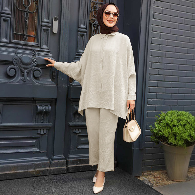 The Bat Sleeve Shirt Set - Relaxed Two-Piece Coordinated Set