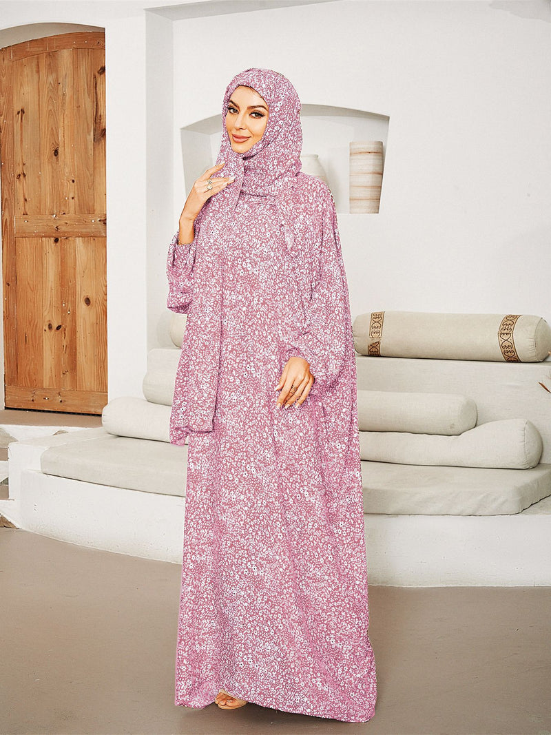 Floral Printed Satin Dress