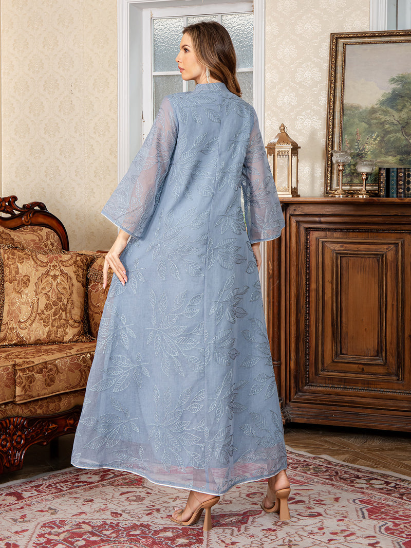 Chiffon Embroidered Abaya Dress with Sequins