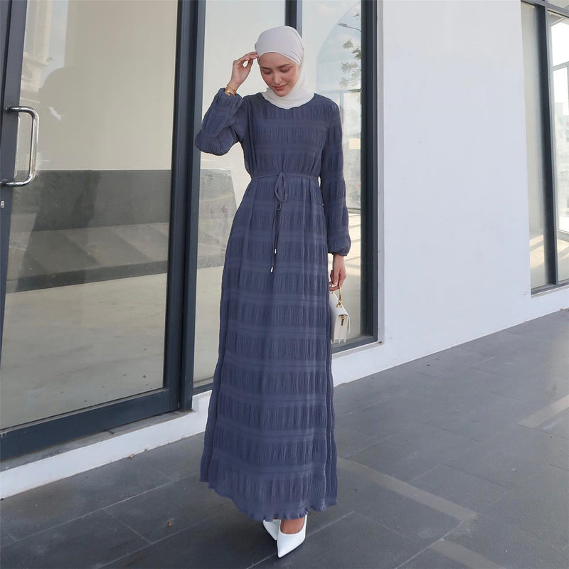 Pleated Chiffon Abaya Dress – Flowy Maxi Elegance