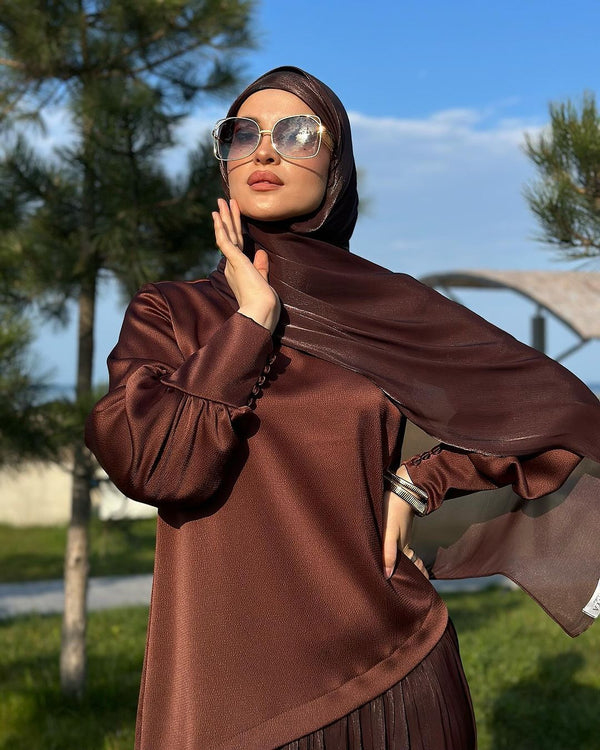 Two-Tone Long Sleeve Maxi Dress